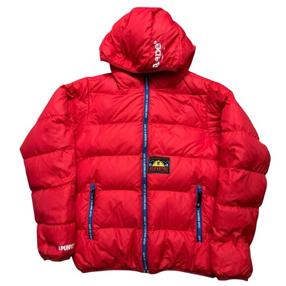 Bathing Ape Bape Aape Jacket Mens M Puffer Down Feather Reversible Camo Red - Picture 6 of 10